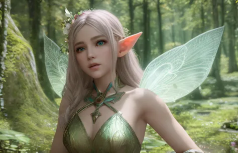 elf fairy (beautiful girl). Ultra detailed, 8K, HDR, Octane Render, Redshift, Unreal Engine 5. Professionally color graded, atmo...