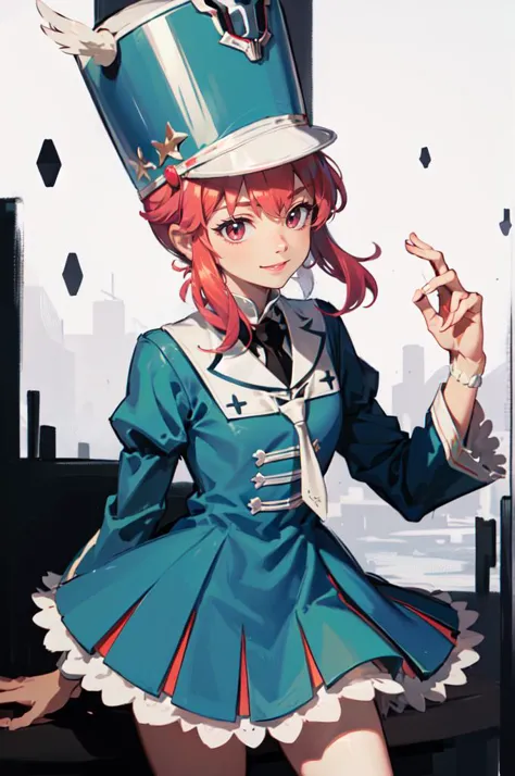 solo, cowboy shot, smile,  <lora:jakuzure_nonon:0.75> (jakuzure nonon), shako cap, uniform, tassel,, absurdres, ultra detailed, ...