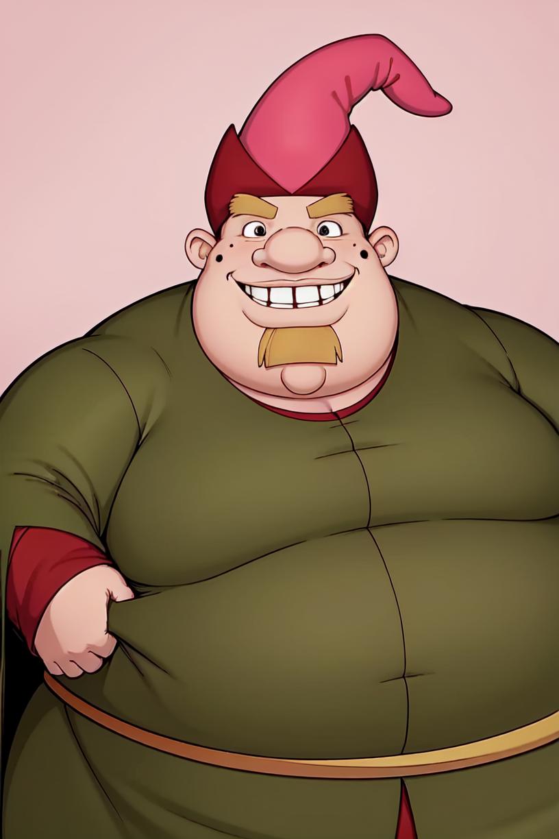 A cartoon image of a man with a big belly and a red hat - SeaArt AI