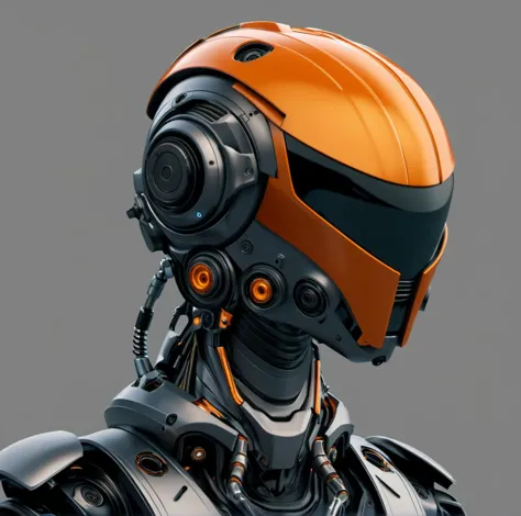 a close up of a robot with a helmet on