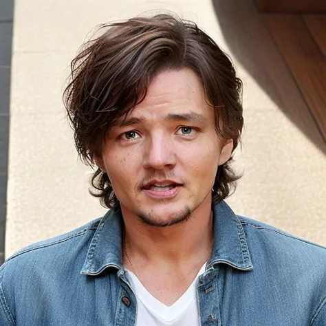 arafed man with long hair and a white shirt is looking at the camera