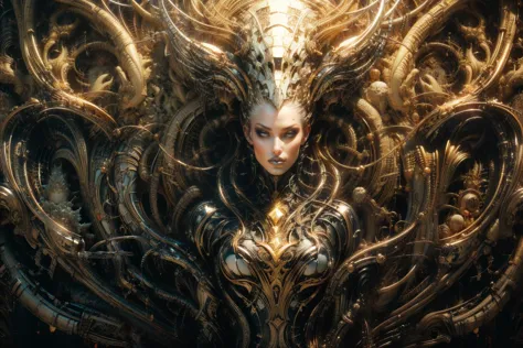 ((white hair,robot girl)),(ptp girl),(H.R.Giger),(gold trim,BCI,rococo_style headgear, gold armor:1.2), (Mythic,religion:1.2),(gorgeous queen,Uygur:1.2),(fantasy art,Classic poster,space opera,epic sci-fi artwork:1.2),(Terrible hallucination,extremely absurd,beautiful and aesthetic,dreamlike:1.2),
(cybernetic,sci-fi rococo,hyper-realistic sci-fi,futuristic:1.2),
(cyberpunk, xenomorph:1.2),
(best quality,masterpiece:1.3),(realistic,ultra-realistic,soft light, sharp:1.2),insane detailed,
(high key lighting),((blue lips),heavy makeup:1.2),
(elegance,beautiful image,femme fatale:1.2),(shiny skin:1.2),anatomically correct,(hourglass figure,Thick body:1.2),
<lora:rococo xenomorph:0.7>ï¼ <lora:ayami:0.7> AYAMI STYLE,<lora:detail_slider_v4:1> ,more detail,   <lora:majisbpk_20230704213723:0.6>, <lora:åç:0.4>