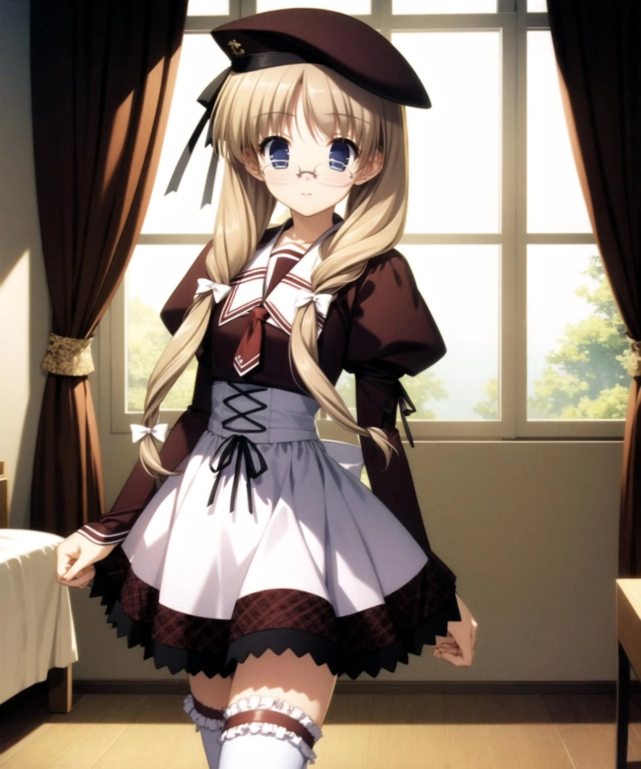 Anime girl in a maid outfit standing in front of a window - SeaArt AI