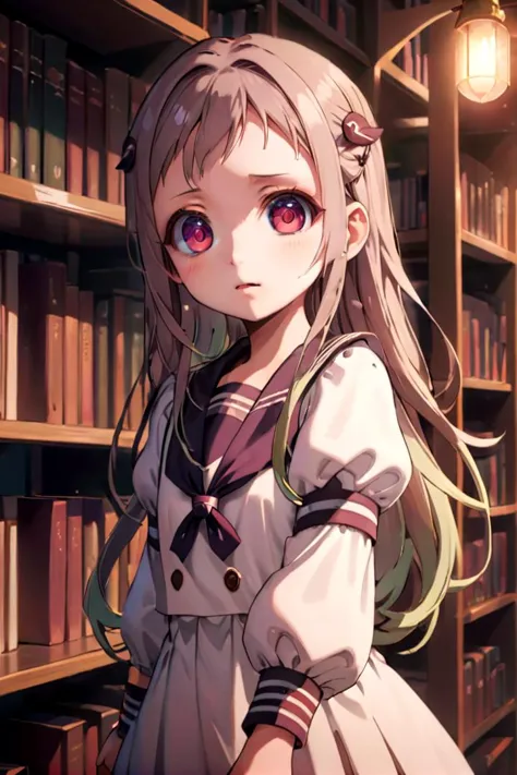 <lora:nene-000010:0.7>
1girl named yashiro_nene, standing alone in a library, she has multicolored eyes
she is wearing a school uniform with puffy sleeves and a sailor collar,
hair ornament, 
The soft lighting and detailed surroundings create an immersive environment where imagination runs wild hyper-detailed,
hyper-detailed face, high quality visuals, dim Lighting, sharply focused, octane render, 8k UHD