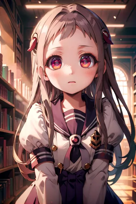 <lora:nene-000010:0.7>
1girl named yashiro_nene, standing alone in a library, she has multicolored eyes
she is wearing a school uniform with puffy sleeves and a sailor collar,
hair ornament, 
The soft lighting and detailed surroundings create an immersive environment where imagination runs wild hyper-detailed,
hyper-detailed face, high quality visuals, dim Lighting, sharply focused, octane render, 8k UHD