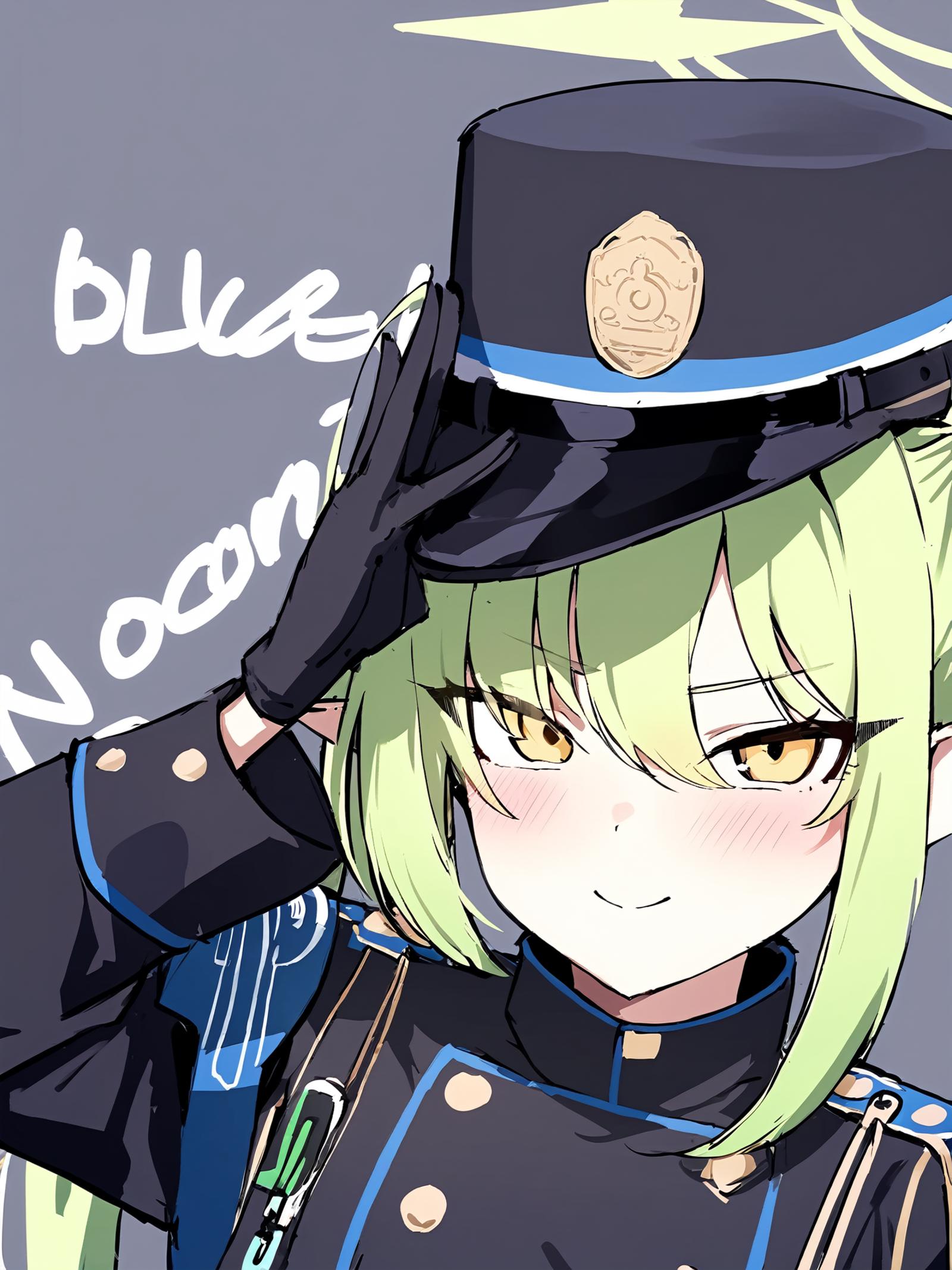 Anime girl in uniform with hat and stars on her head - SeaArt AI