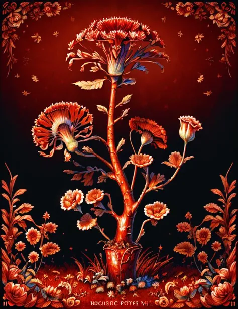 a painting of a vase with flowers and butterflies in it