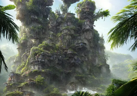 textless, landscape, junglepunk city