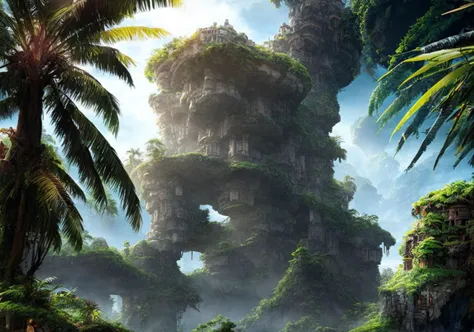 textless, landscape, junglepunk city