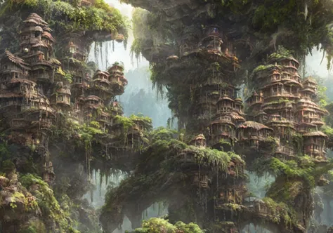 textless, landscape, junglepunk city