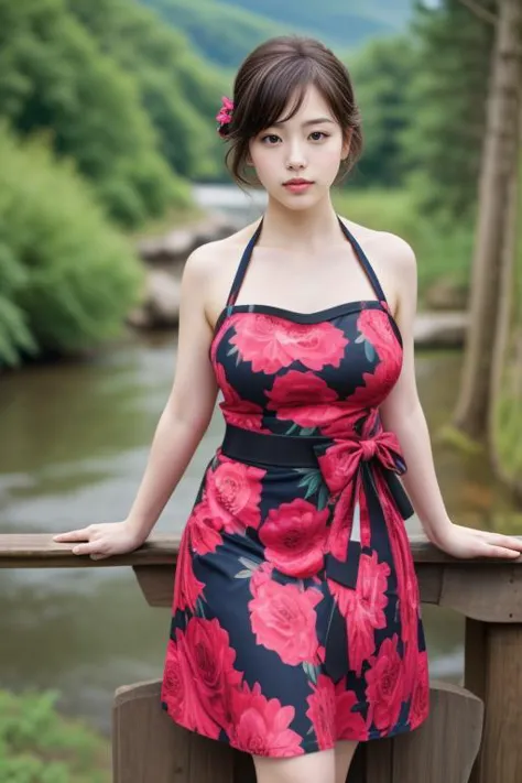 1woman, realistic, masterpiece, full body shot, scenic view
waist bow dress, elbow gloves, halter dress, floral print
<lora:Halter_Dress_By_Stable_Yogi:1>