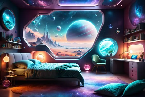 photorealistic, detailed digital illustration of a Science Fiction Softly lit bedroom with dreamy colors,  <lora:EnvyCozyXL01:0.7>,  <lora:xl_more_art-full_v1:0.7>, <lora:EnvyEthescapelXL01:0.7>