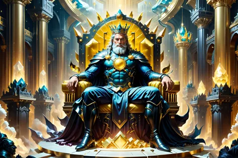 photorealistic digital illustration, superrealism, The god of Trade and Prosperity sitting on his <lora:UraniumTechAI:0.7> uraniumtech throne in an opulent throne room,  <lora:xl_more_art-full_v1:0.4>, <lora:EnvyEthescapelXL01:0.7>