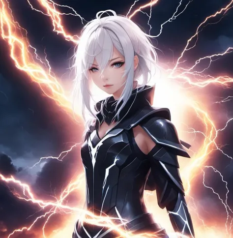 lighting_thunder,<lora:electricity:1>, portrait of an anime person, aesthetic, wlop, trending on artstation, deviantart, anime k...