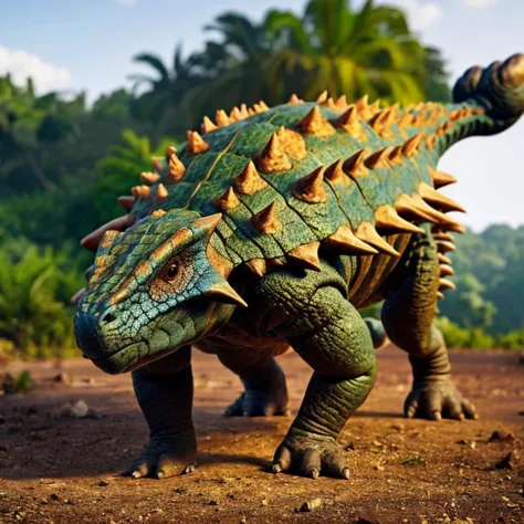 masterpiece, best quality,  <lora:Ankylosaurus_Dinosaur:1>, Ankylosaurus_Dinosaur,  Jurassic jungle,