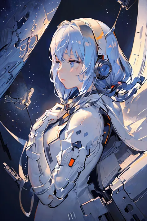 (((masterpiece,best quality,an extremely delicate and beautiful,illustration))), (from side,medium long shot), ((a cute_detailed_girl in spacesuit,beautiful_detailed_face in aerospace_helmet)),(((upper body))),(disheveled hair:0.3), (((clouds:0.3),multiple...