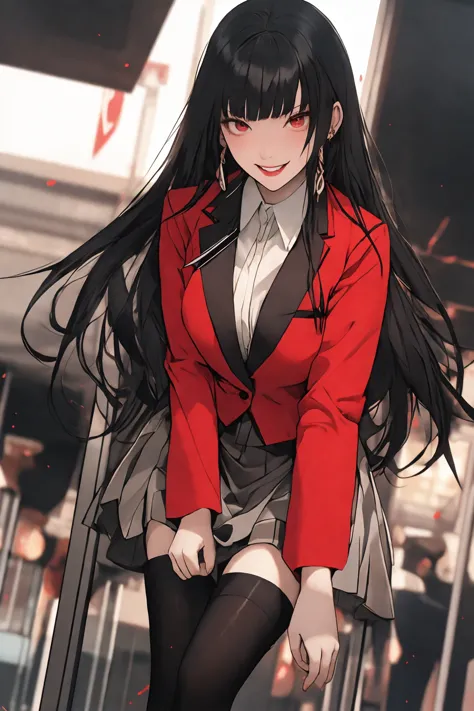 Yumeko Jabamimilf, evil grin, curvy,
uniform, open clothes, skirt, thighhighs, (leaning forward:1.2), looking at viewer, bokeh, film grain, (from below), epiCPhoto
<lora:~Q?-Yumeko Jabami:0.8>