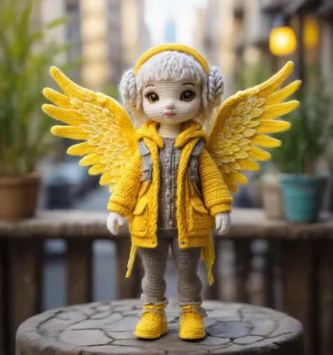 there is a doll with a yellow jacket and yellow boots