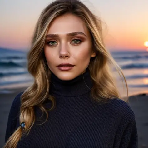 Full body of a ((unbelievably stunning)) woman outside sunset,turtleneck shirt, epic (photo, hard light, sony a7, 50 mm, matte skin, colors, hyperdetailed, hyperrealistic), ethereal, perfect face,perfect lips,  <lora:eliolsen1-10:1.0>, <lora:neytiri1-10:0....