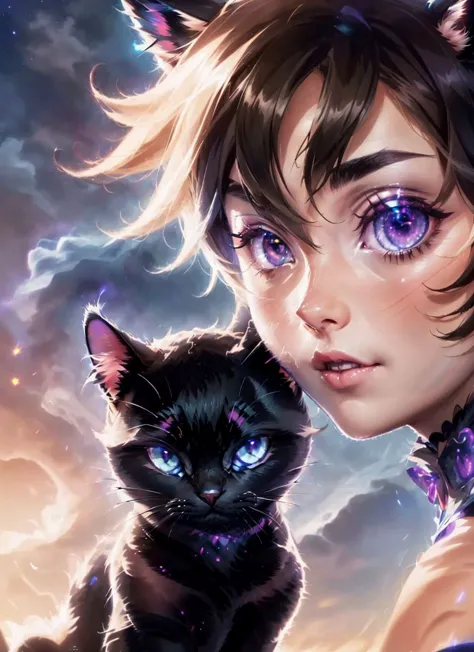 anime girl with cat and butterfly eyes