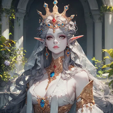 score_9, score_8_up, score_7_up, Expressiveh, ultra detailed, beautiful dark elf queen, beautiful face, crown of black marble, b...