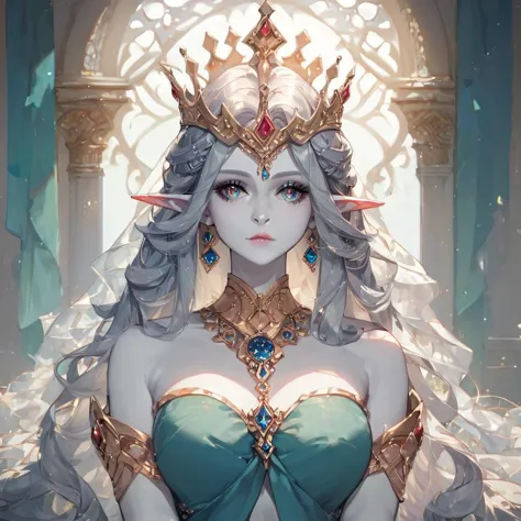 score_9, score_8_up, score_7_up, Expressiveh, ultra detailed, beautiful dark elf queen, beautiful face, crown of black marble, b...