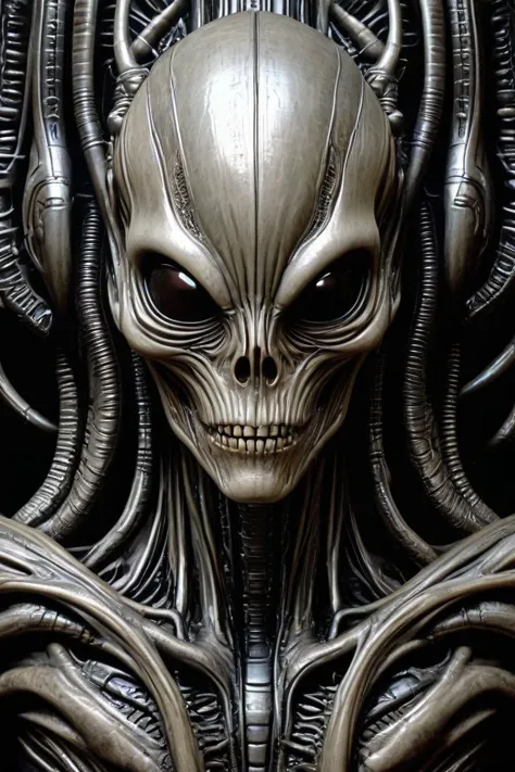 hyper realistic full shot photograph of a hrgiger ( creature:1.4), (telegenic, alienated, masterful:1.4), poster art, bold lines, hyper detailed, expressive, award winning, (intricate details, masterpiece, best quality:1.4)