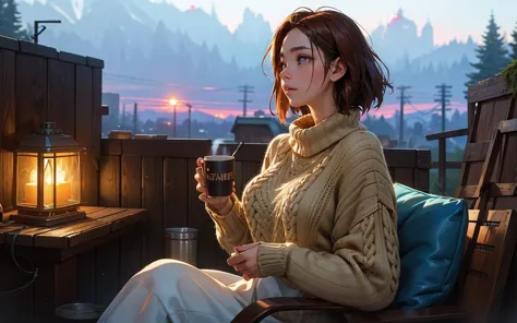 anime girl sitting on a chair holding a glass of wine