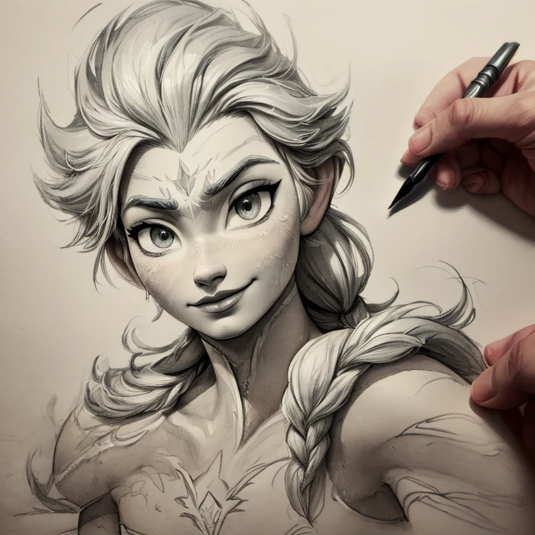 (ink wash drawing:1.3), india ink (medium), brush, value ranges, wash techniques, (1man, m4n2, a male:1.2), (male, man, boy, masculine:1.2)(disney frozen, elsa, anna:1.2),** (masterpiece, best quality, detailed:1.3), (ornate details:1.3)