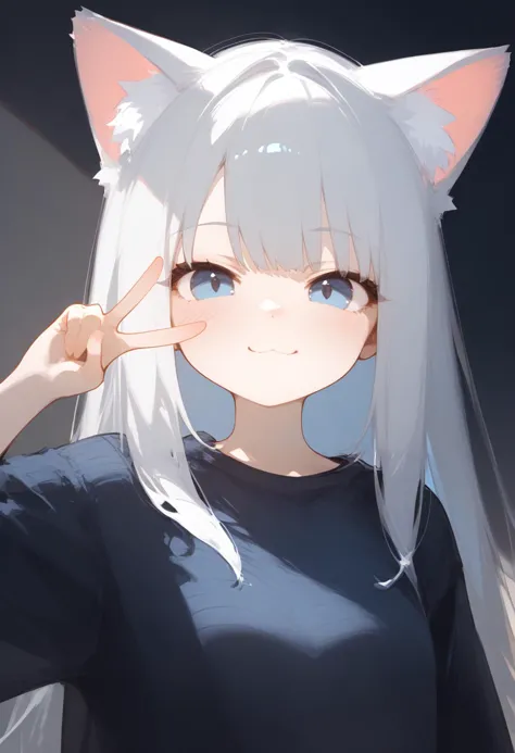 anime girl with white hair and blue eyes holding up her finger