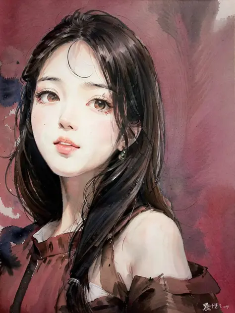 ANIME,WATERCOLOR,CHINESE,PAINTINGS,ARTSTYLE,(white background:1.4), original,(illustration:1.1),(best quality),(masterpiece:1.1), (colorful:0.9),(medium shot:1.4),(full body:1.05),(solo:1.2), clear sharp focus,indoors, looking at viewer,a young woman in a red dress,((beautiful)), pretty face,brown hair,black eyes ,<lora:Colorwater_v3:0.5> <lora:Moxin_Shukezouma10:0.35> <lora:Moxin_10:0.35>