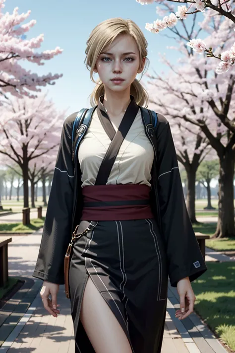 ((ultra detailed, masterpiece, absurdres))
 <lora:MKCassie:0.8>
MKCassie, 1girl, looking at viewer, long hair, blonde hair, walking in a serene Japanese park with cherry blossoms, yukata, and a hair ornament