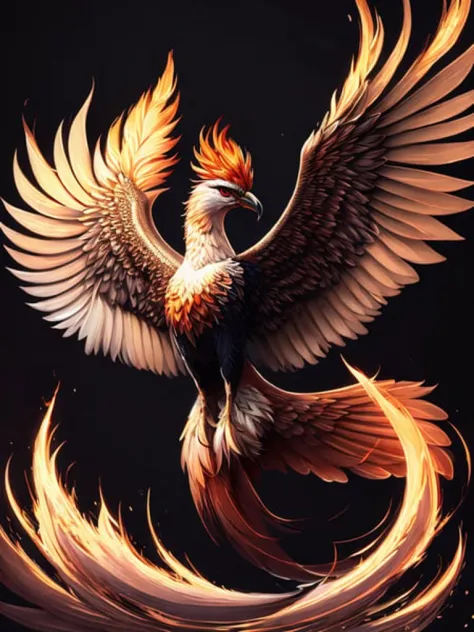 intricate and colorful, (digital painting:1.2) of phoenix firebird, (black background), by Artgerm, concept art, octane render, ...