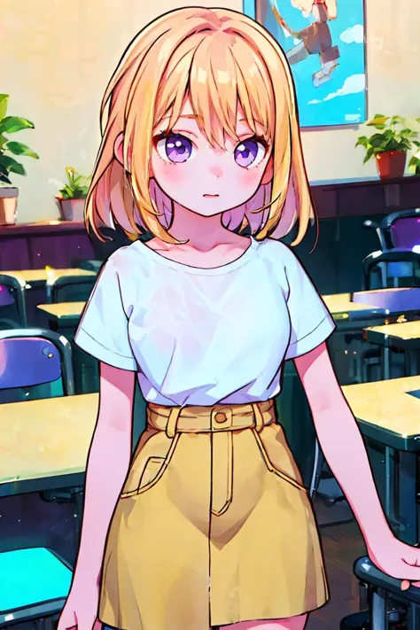 (masterpiece, best quality), 1girl,  misumi uika, white shirt, brown skirt, short sleeves,