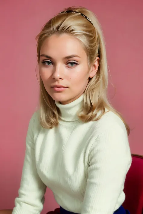 (b@st3do:1), portrait photo of a woman, turtle neck, blonde hair, 60s London <lora:SD15_b@st3do_V2:0.9>