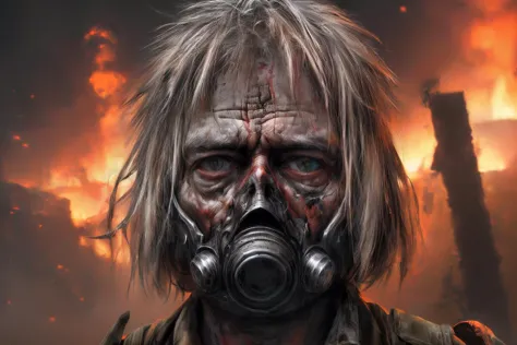 a man with a gas mask and a gas mask on his face