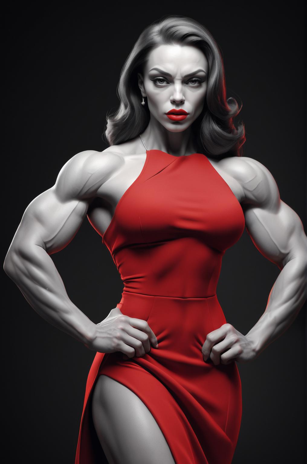 A woman posing in a bodybuilding suit and heels - SeaArt AI