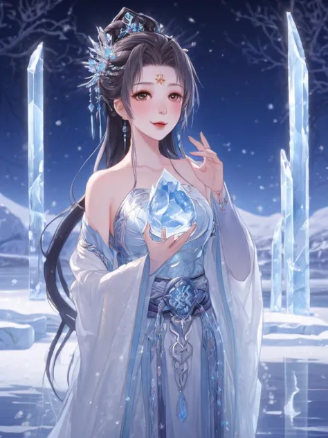 1girl,hanfu,full body,beautiful detailed glow, (detailed ice), beautiful detailed water,