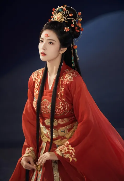 (red:1.3)
She performs Chinese opera on the stage, which could be a theater, an official hall, or a traditional opera stage, alo...