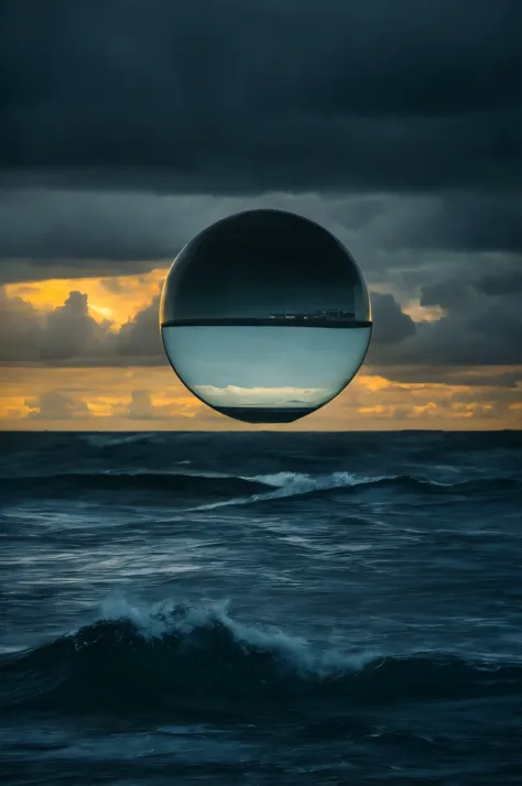 Glass Sphere,  <lora:dynamic_shot_30_crystal_perspective:0.80>
Old lighthouse and stormy sea backdrop,
highres, high quality, hi...