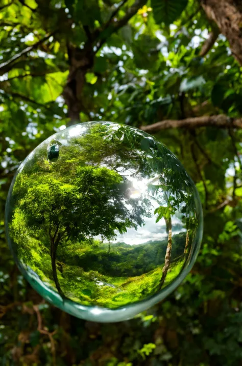Glass Sphere,  <lora:dynamic_shot_30_crystal_perspective:0.80>
Rainforest canopy and birds-eye view,
highres, high quality, high...