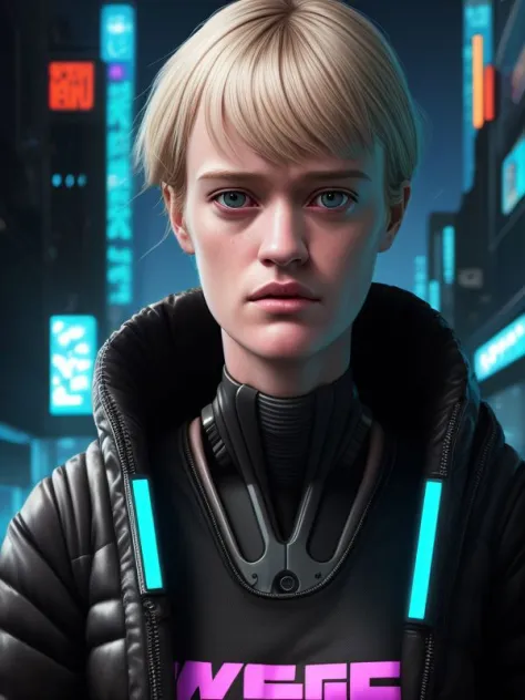 ((SFW)) 
Mackenzie Davis , science fiction cyberpunk
extremely detailed background, hyperreal, ultra realistic, professional portrait,