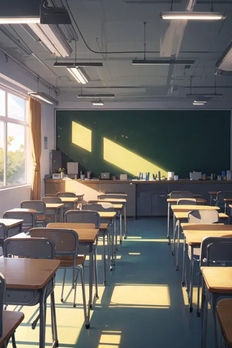 classroom, colorful, no humans