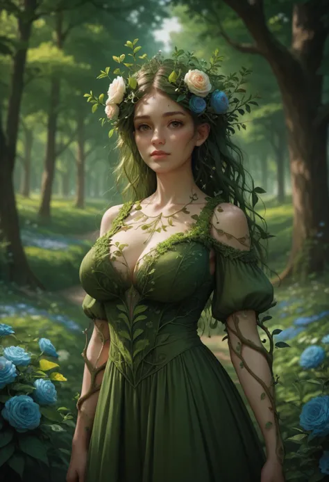 score_9, score_8_up, score_7_up, score_6_up, source_anime, masterpiece, newest,
masterpiece, wide shot, upper body, female (Dryad:1.45) green-hair hair-flowers flowers trees tree-limbs large-breasts dress
Depth of field