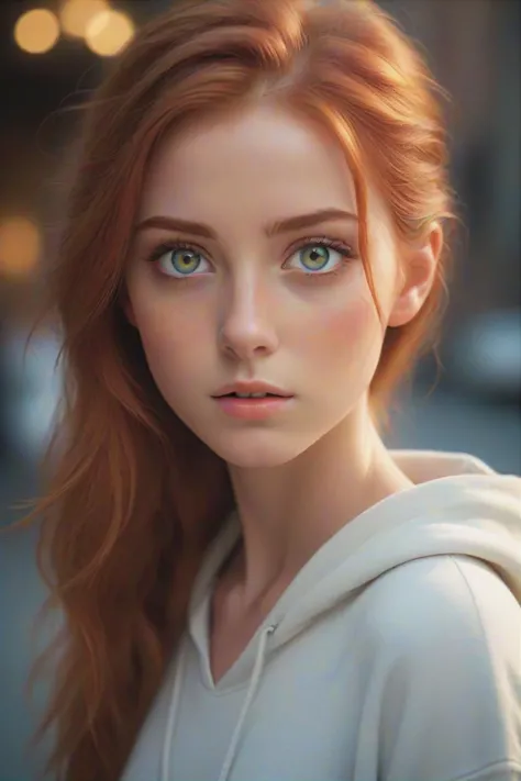 gorgeous young modern fashionable girl with expressive eyes and ginger hair, perfect beautiful eyes, beautiful detailed face, dynamic pose,  sharp focus,  excellent composition, cinematic atmosphere, precise correct anatomy, aesthetichigh detail of the face image, extremely realistic photo, upper body, 
(masterpiece:1.2), (best quality:1.2), ultra-detailed, best shadow, detailed background, high contrast, (best illumination, an extremely delicate and beautiful), ((cinematic light)), hyper detail, dramatic light, intricate details, 8k,  very aesthetic,