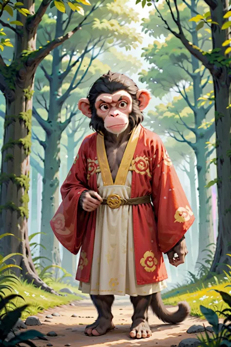 a monkey, hairy, on the forest,  in the style of Pixar
 <lora:hanfuTang_v41_R_SDXL:0.5>, hanfu,  (tang style outfits),