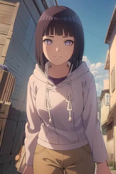 hinatahyuuga, <lora:hinata uzumaki-lora-nochekaiser:1>,
hinata uzumaki, hyuuga hinata, short hair, bangs, black hair, blunt bangs, white eyes, smile, (medium breasts:1.2), mature female,
BREAK long sleeves, shorts, socks, hood, kneehighs, hoodie, sandals, hood down, black socks, brown shorts, toeless footwear,
BREAK outdoors, city, sun, sky, clouds,
BREAK looking at viewer, (cowboy shot:1.5),
BREAK <lyco:GoodHands-beta2:1>, (masterpiece:1.2), best quality, high resolution, unity 8k wallpaper, (illustration:0.8), (beautiful detailed eyes:1.6), extremely detailed face, perfect lighting, extremely detailed CG, (perfect hands, perfect anatomy),