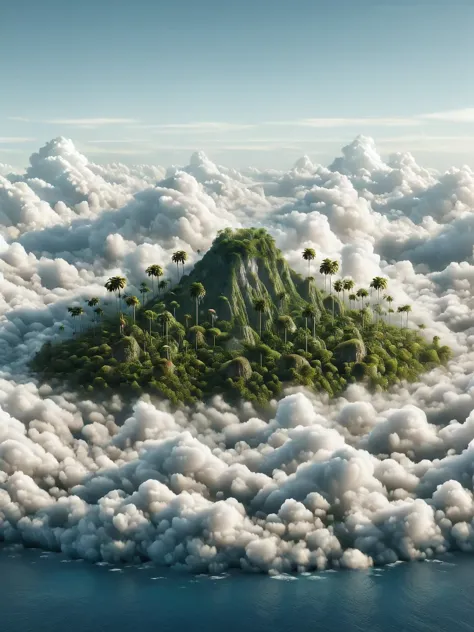 ais-cloudz island in the pacific ocean, covered with jungle <lora:Cloudz_Style_SDXL:1>