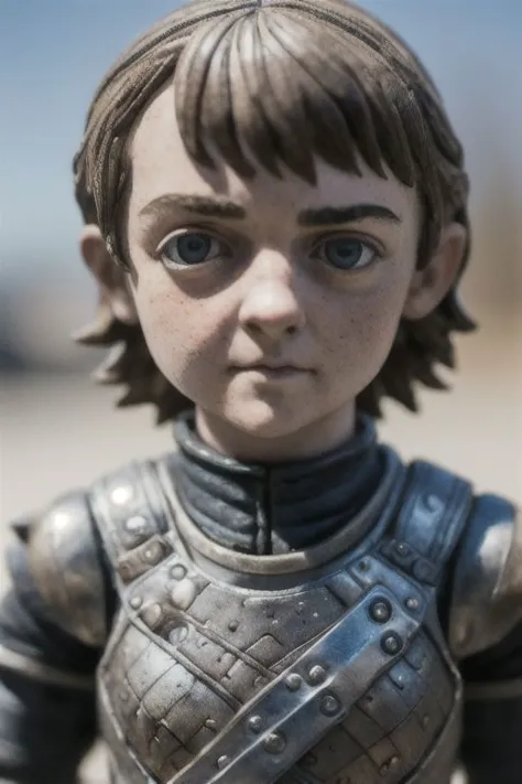 a close up of a toy figure of a young boy in armor