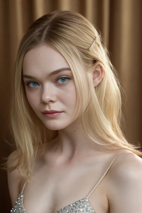 A light blonde young woman,<lora:ellefanning_lycor_02:0.75>,(ellefanning-smf:1.1),diamonds in hair,posing for shooting,